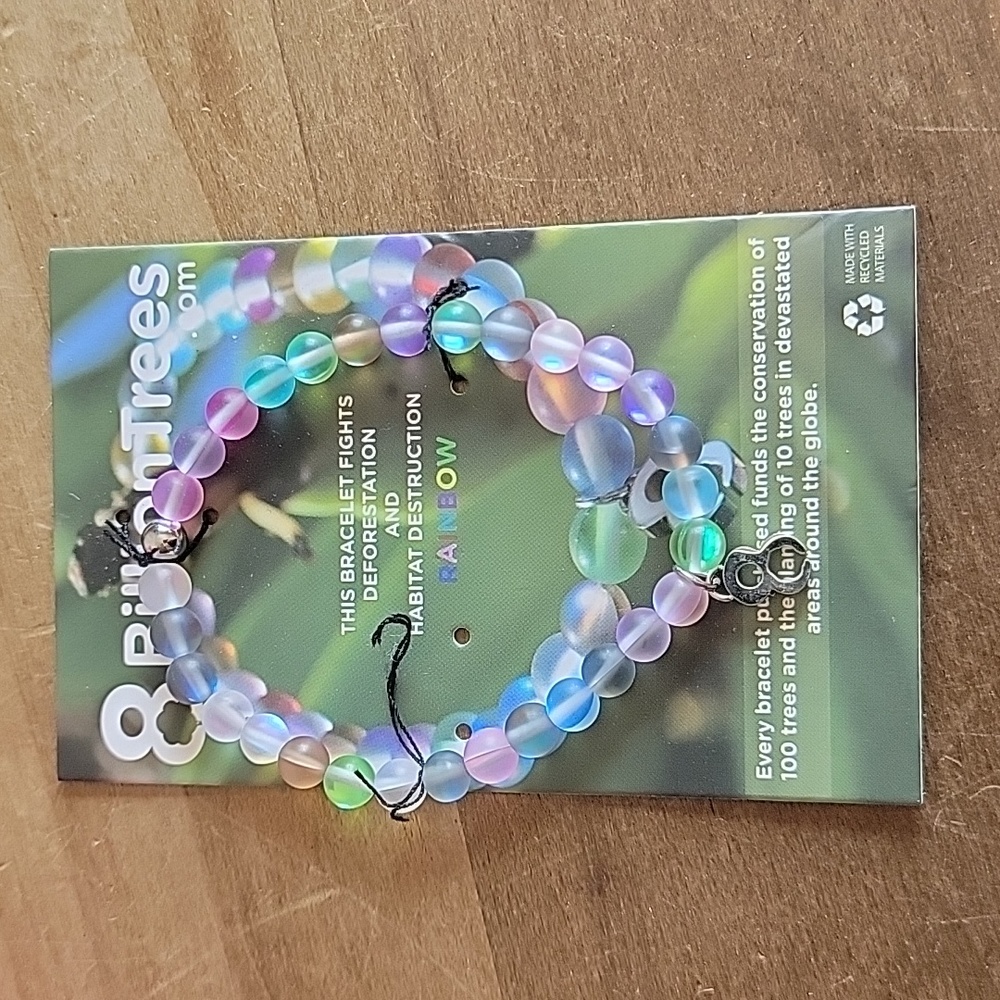 NWTs 8 Billion Trees Rainbow Recycled Glass Bracelet